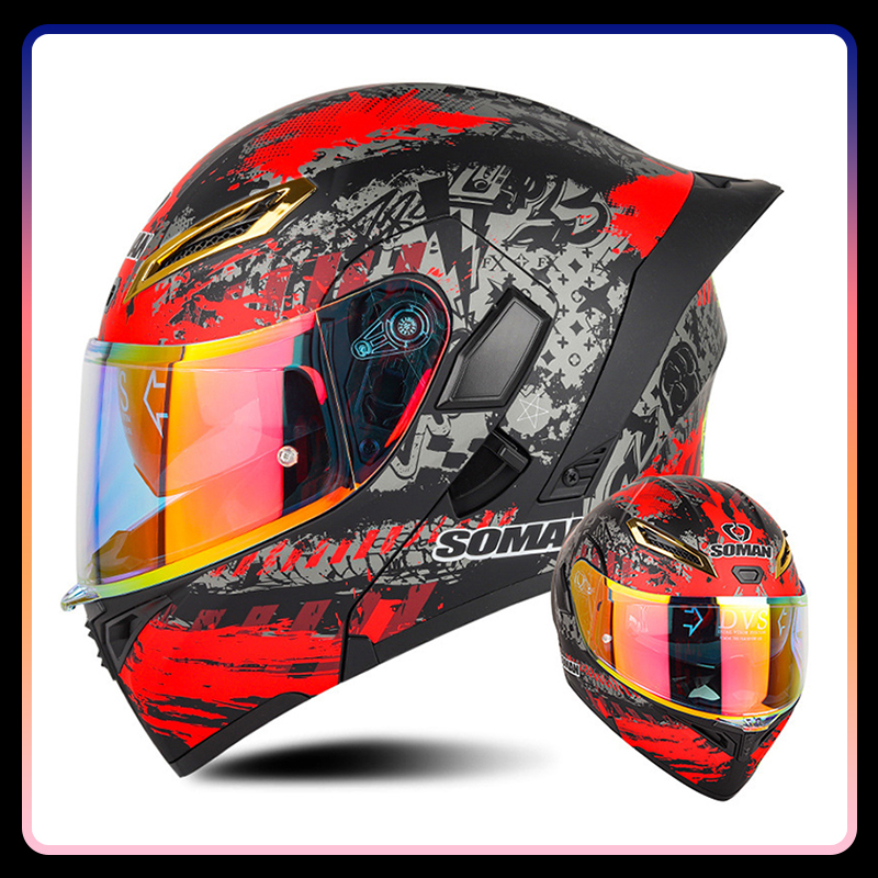Four Seasons Universal Flip Up - Dual Visor Motorcycle Racing Helmet review and price