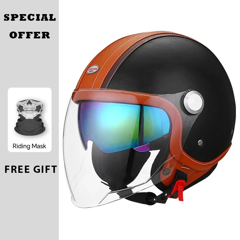Vintage Leather Open Face Helm - Vintage Open Face Retro Helmet review and price